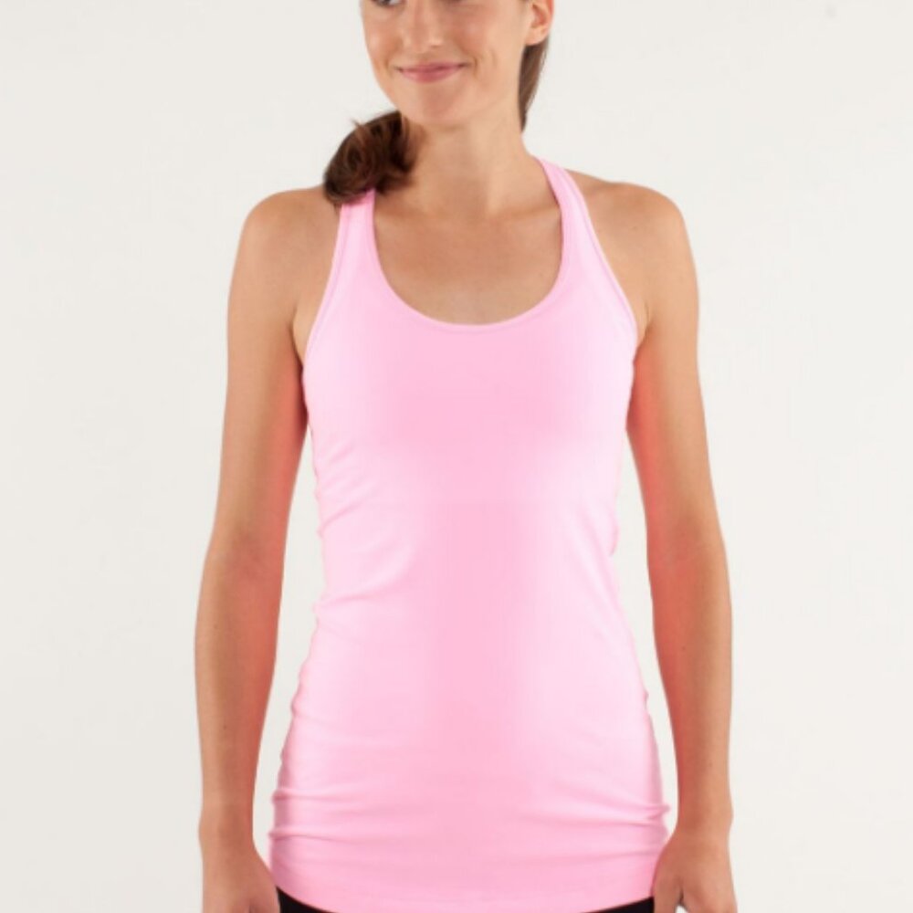 Lululemon Cool Racer Back Tank Top Pink Shell Size Small 0 2 Yoga Workout